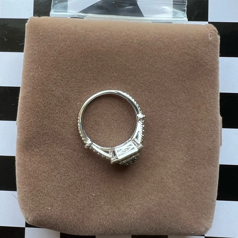 JS Affinity Sterling Silver & Pave Green Diamond Ring π - Picture 7 of 14